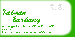kalman barkany business card